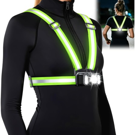 SUYIWEE 550LM Running Lights for Runners with Side Light, 7 Modes & 360° Reflective Running Vest, IPX4 Waterproof, 45° Adjustable Rechargeable Running Light